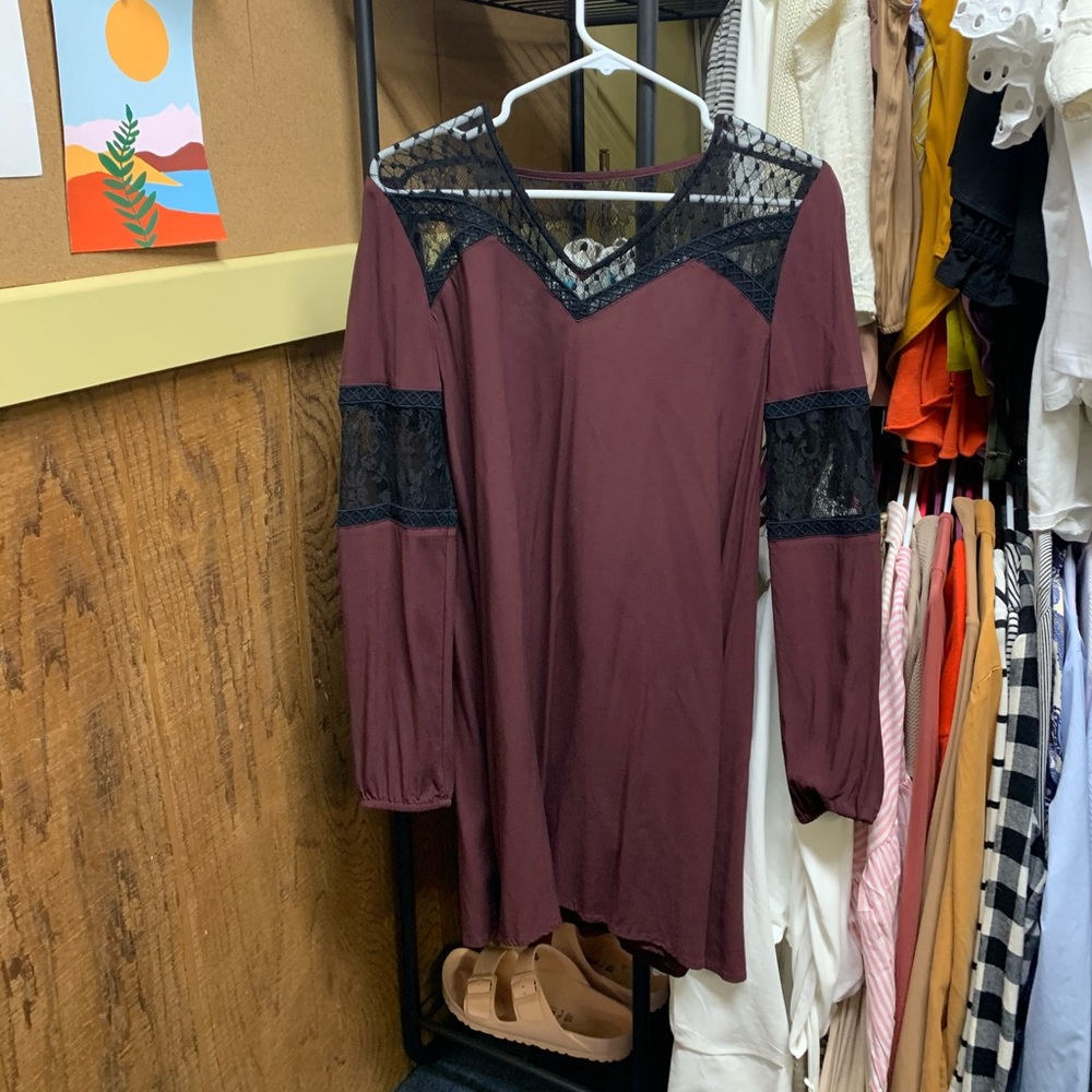 Express lace maroon mini dress